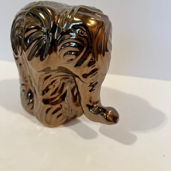 Elephan, clay gold painted figurine - Picture 2 of 6